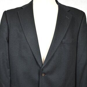 NEW Nathan David Solid Black 100% Cashmere Sport Coat Blazer 46L